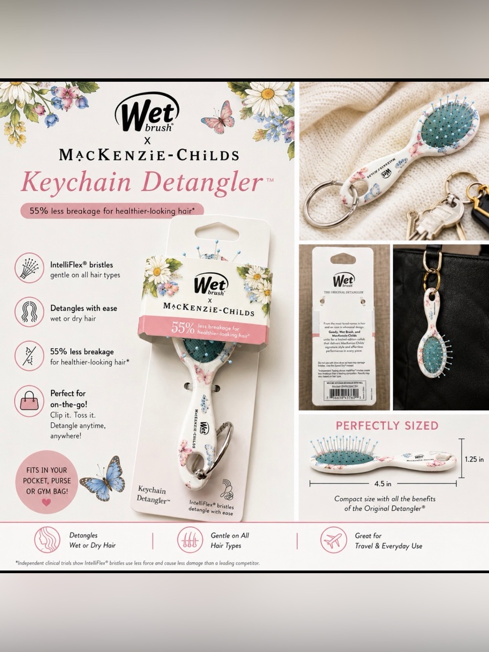 Wet Brush x MacKenzie-Childs Butterfly Hill Keychain Detangler – NWT
